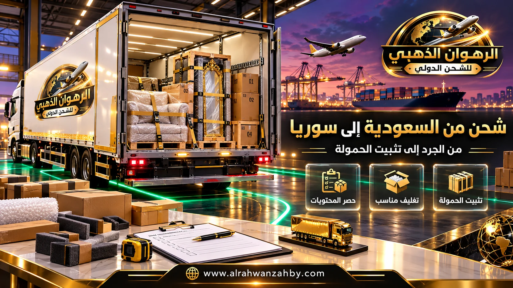 حماية وتغليف الأثاث والأجهزة قبل الشحن إلى سوريا
