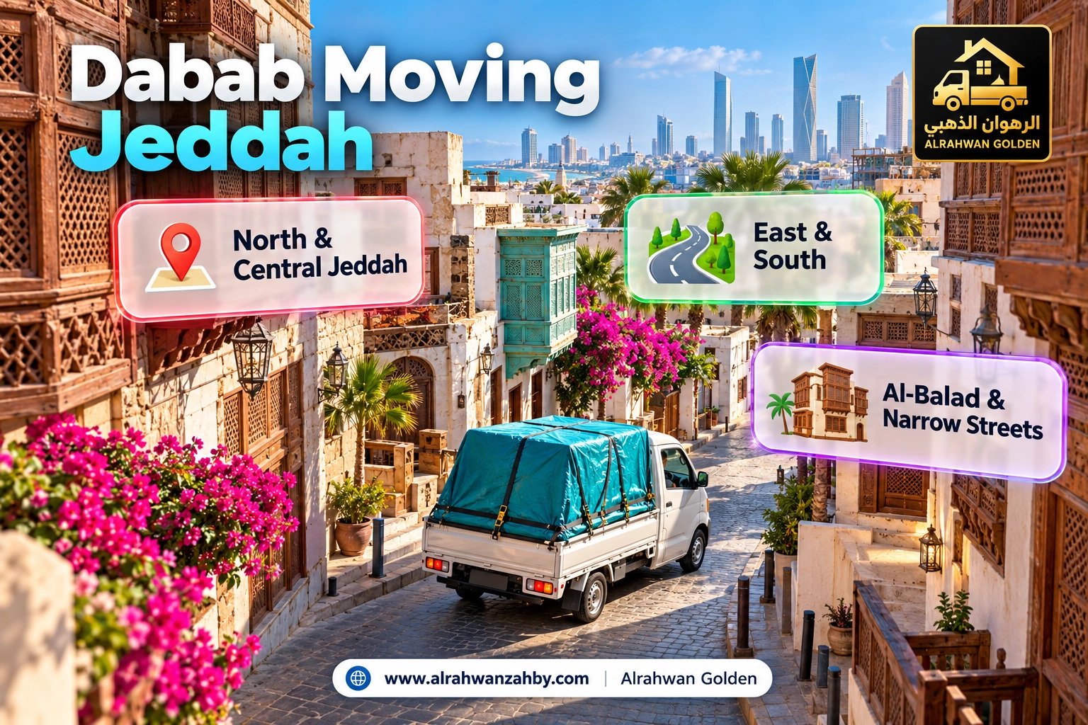 Small moving truck in a Jeddah district