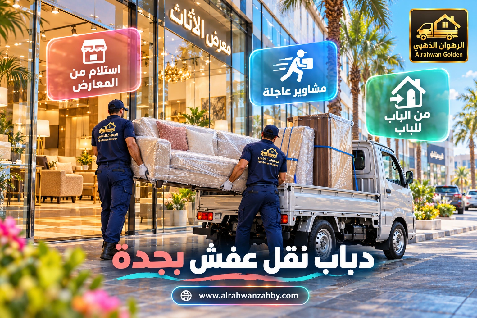 دباب توصيل مشاوير بجدة يستلم كنبة من معرض أثاث