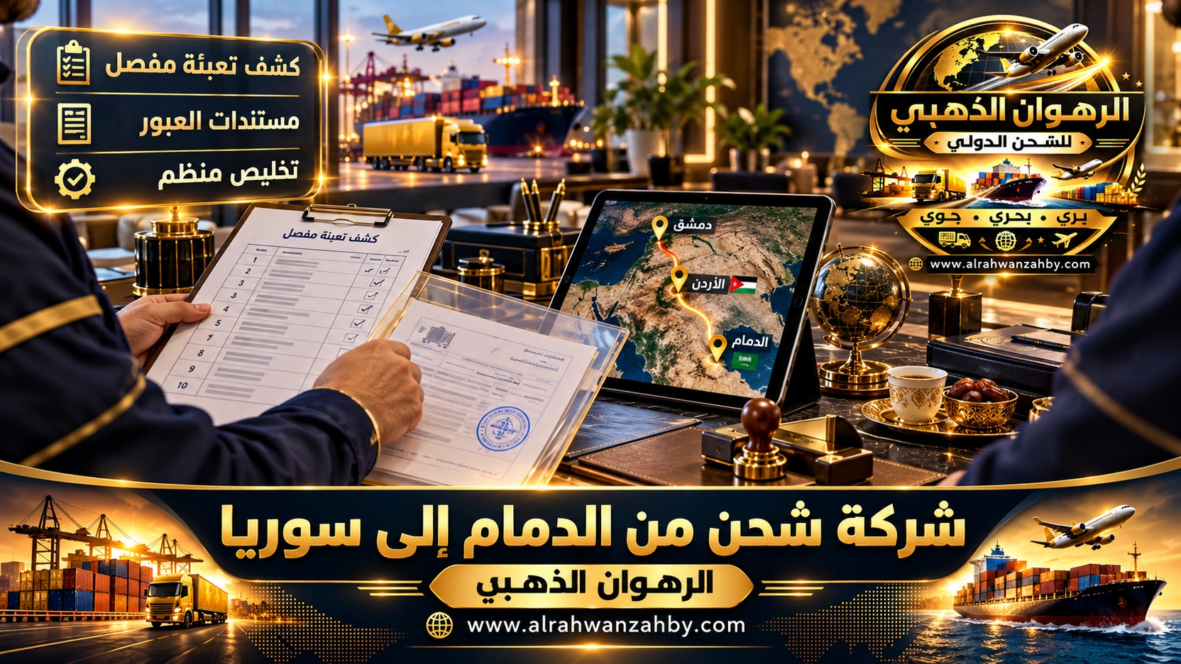 مراجعة كشف التعبئة ومستندات الشحن من الدمام إلى سوريا