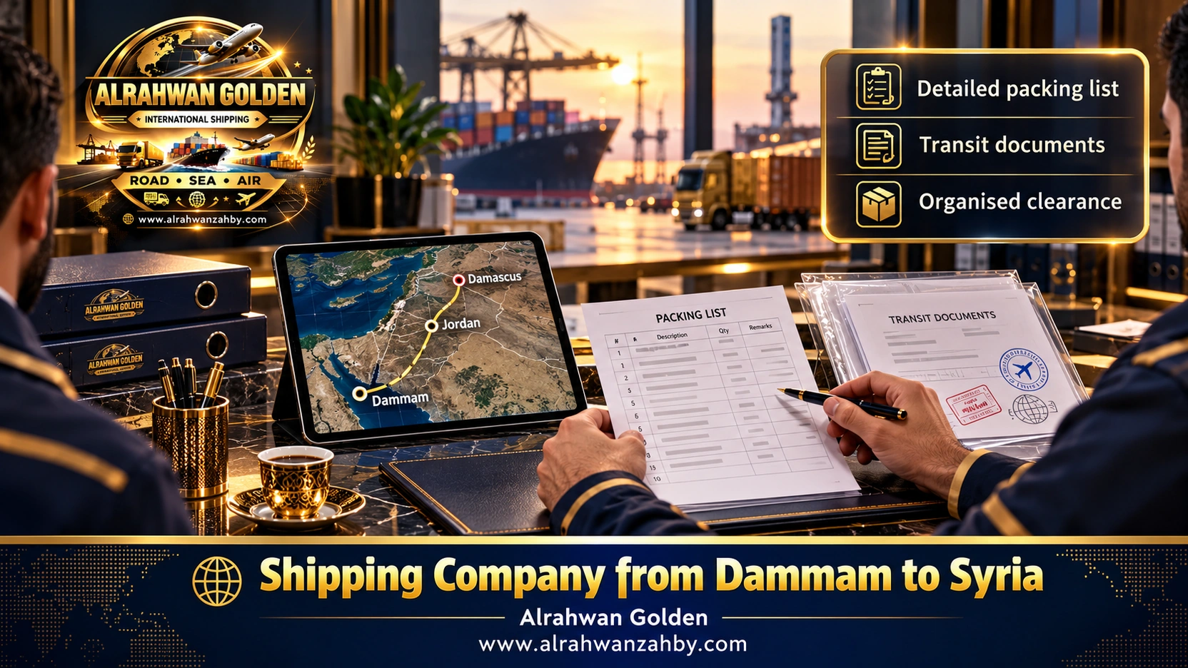 Reviewing the packing list and shipping documents from Dammam to Syria