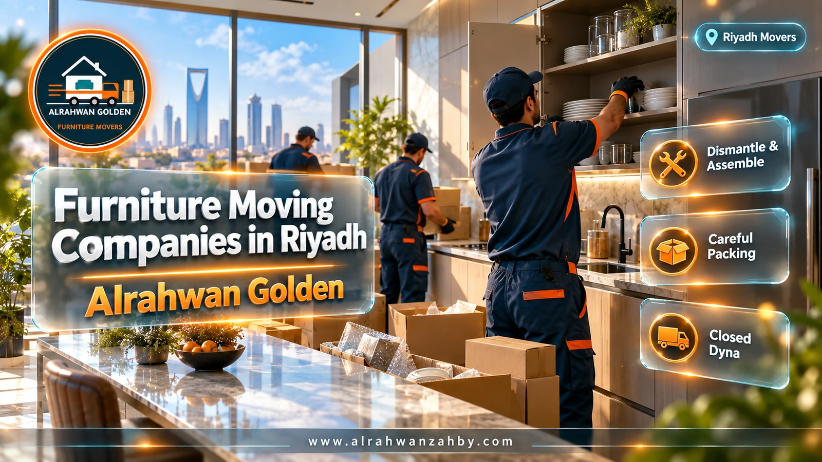 Moving furniture in a Riyadh building