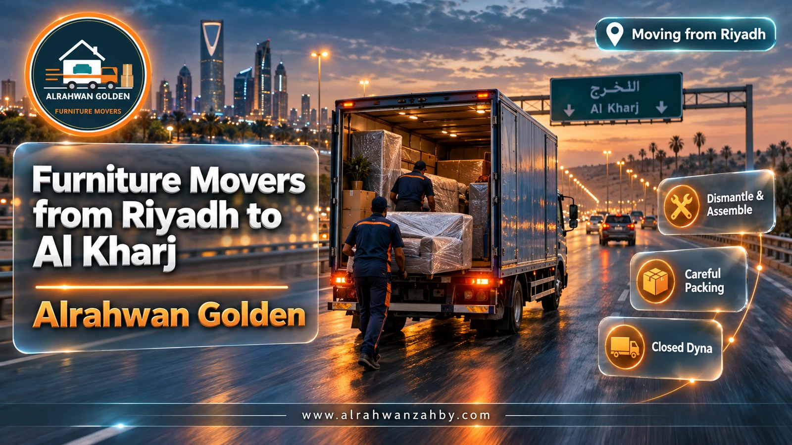 Furniture Movers from Riyadh to Al Kharj — Alrahwan Golden