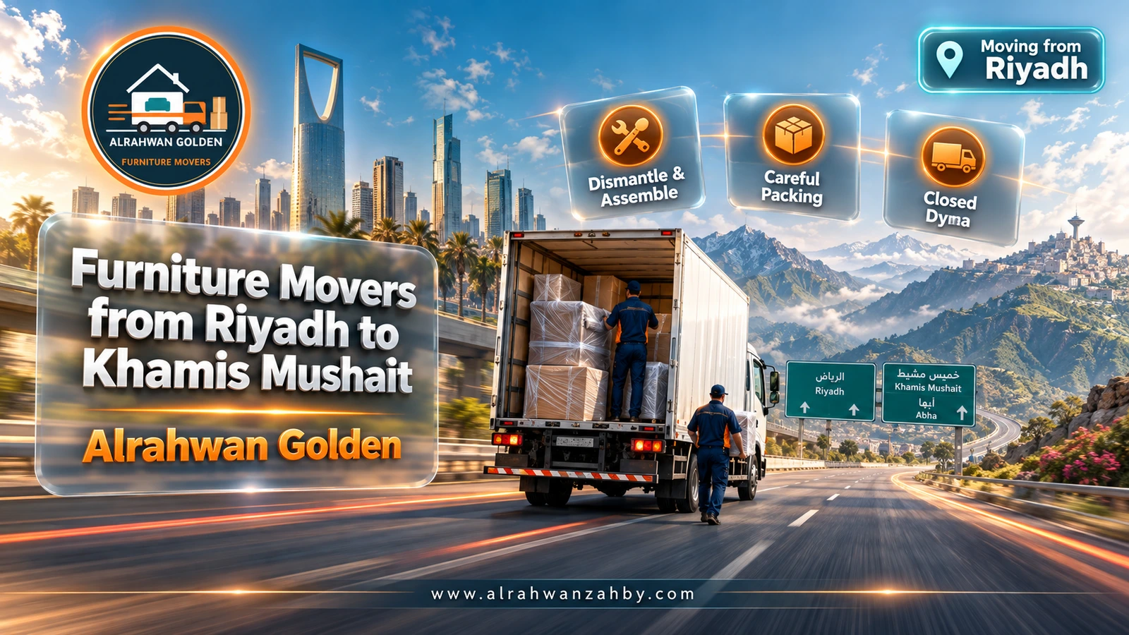 Furniture Movers from Riyadh to Khamis Mushait — Alrahwan Golden