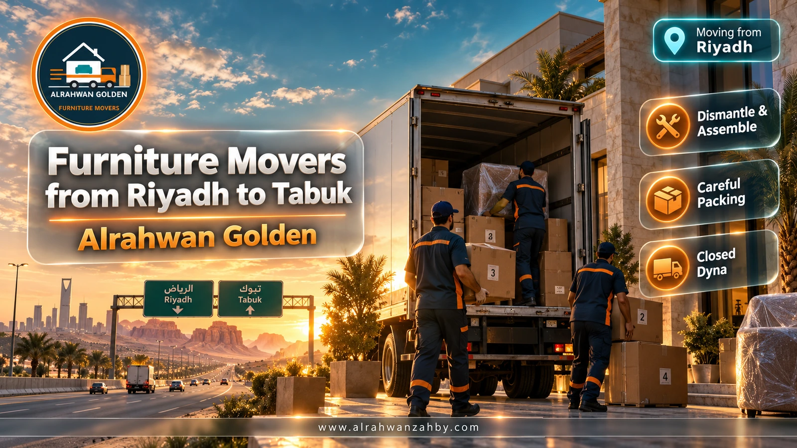 Furniture Movers from Riyadh to Tabuk — Alrahwan Golden