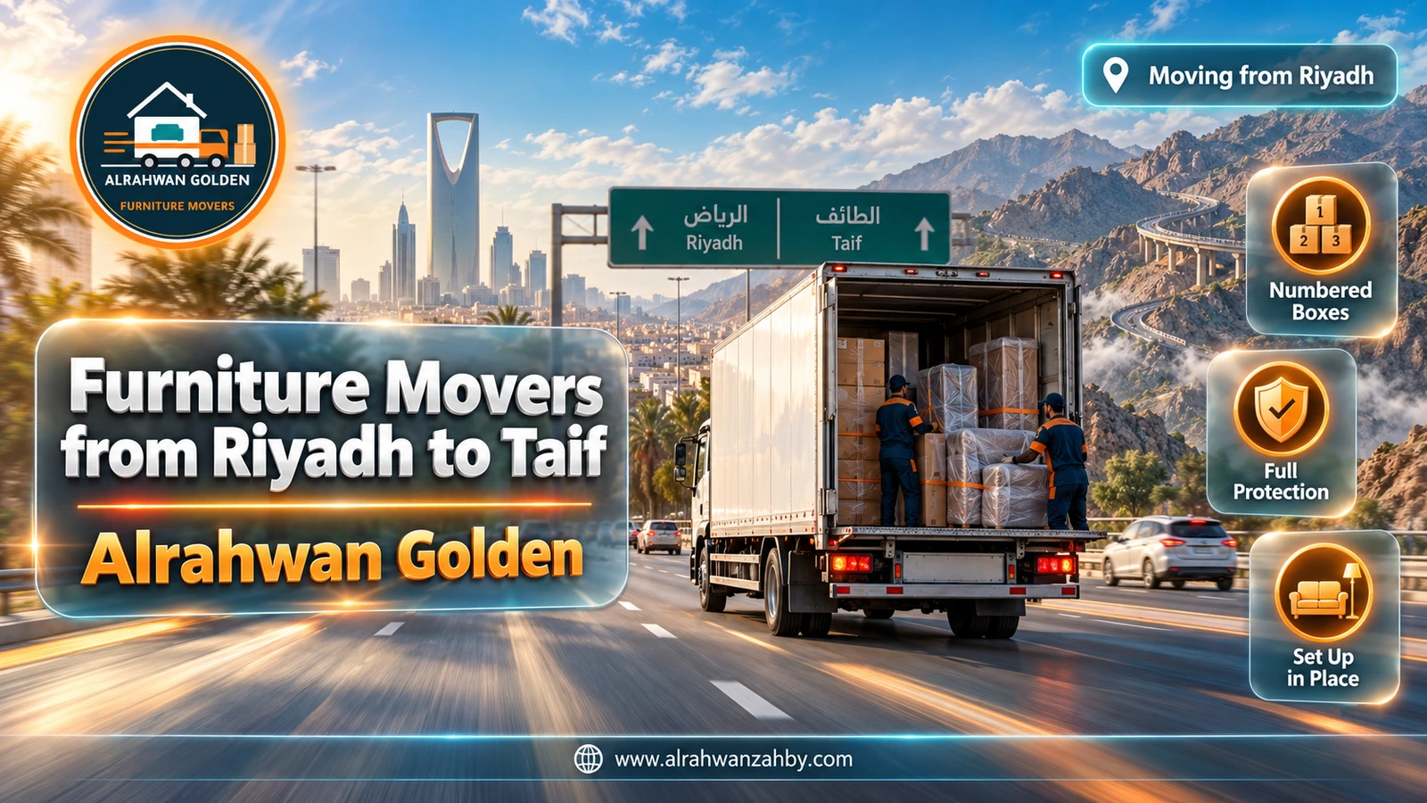 Furniture Movers from Riyadh to Taif — Alrahwan Golden
